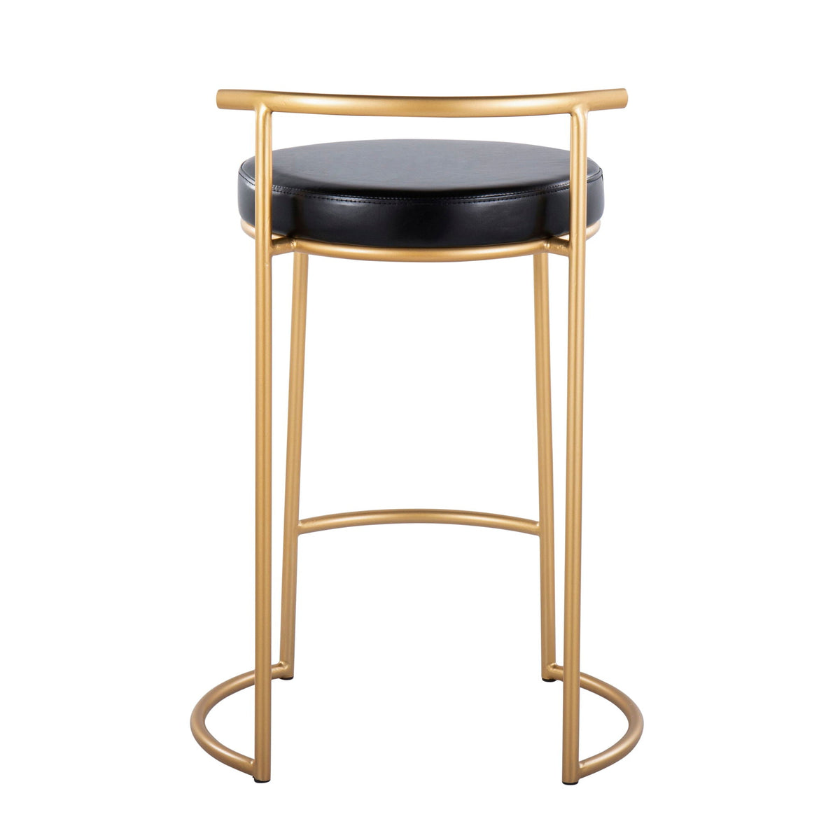 Contemporary round counter stools with padded black seat and gold metal frame, set of 2 on Tampa Home & Garden Store