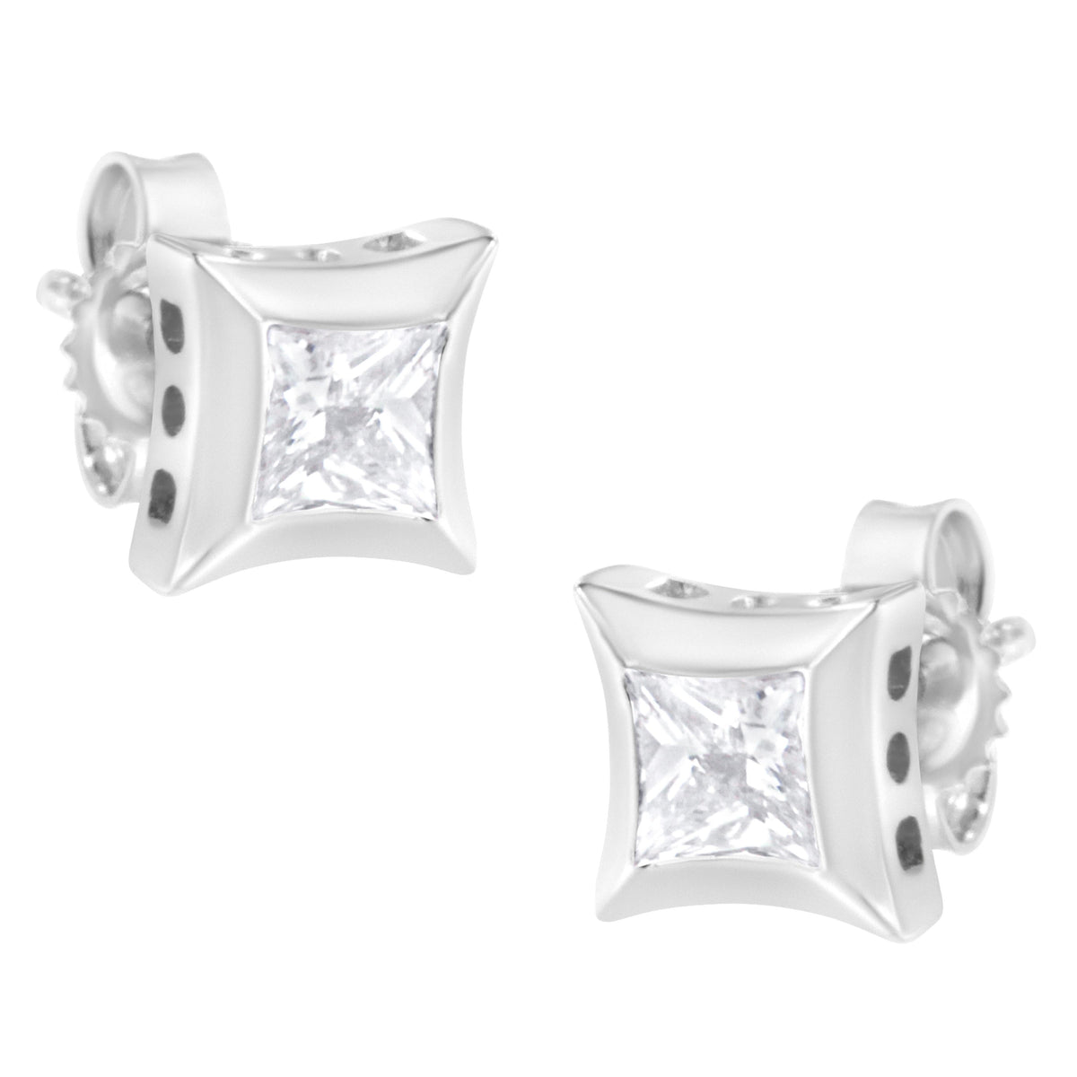 10K white gold princess-cut diamond stud earrings invisible-set 1/2 Cttw H-I SI2-I1 on Tampa Home & Garden Store