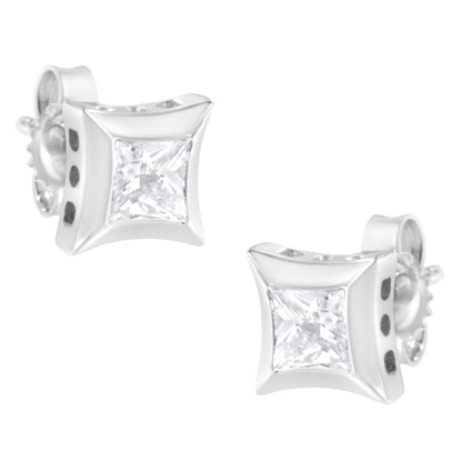 10K white gold princess-cut diamond stud earrings invisible-set 1/2 Cttw H-I SI2-I1 on Tampa Home & Garden Store