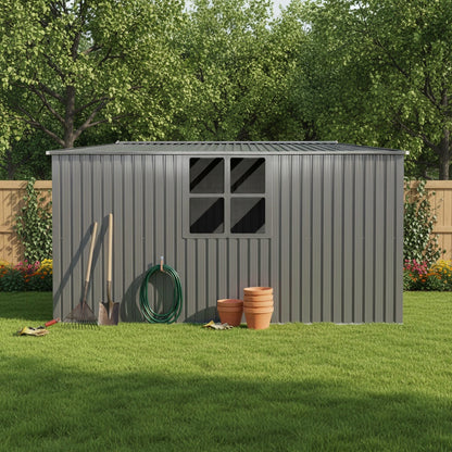 13x11 Outdoor Metal Storage Shed and Roof