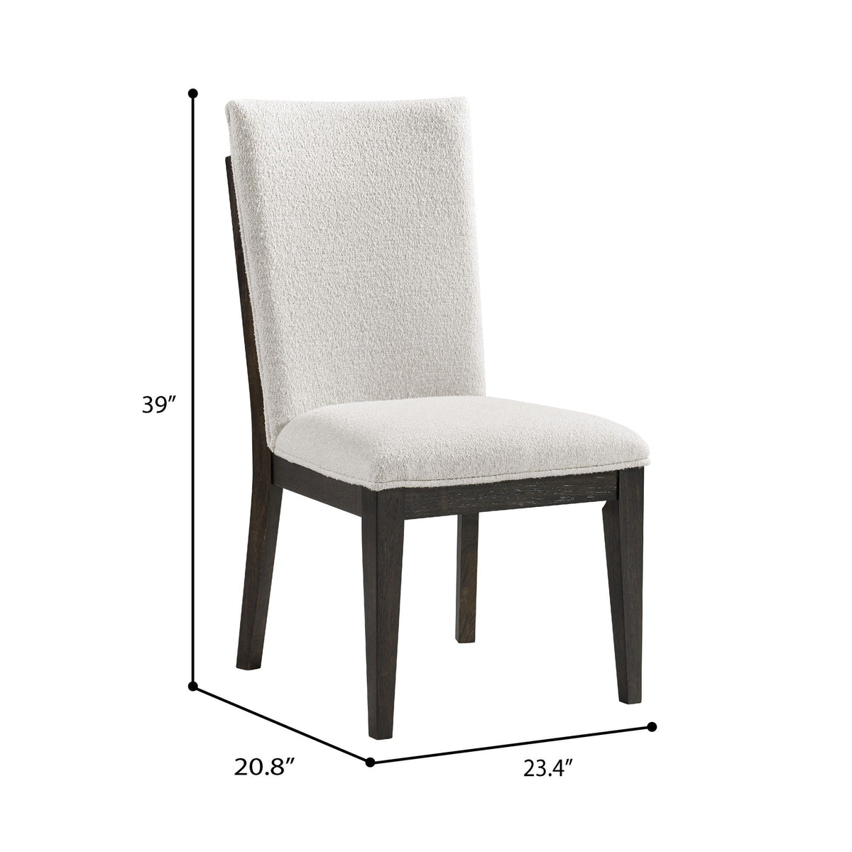 Soft upholstered dining chair beige fabric by HouseOfZazla with dark wood legs, set of 2 on Tampa Home & Garden Store