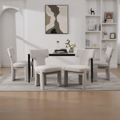 Armless Curved Back Accent Chairs in light gray fabric, Unique Piece Furniture chair sets on Tampa Home & Garden Store