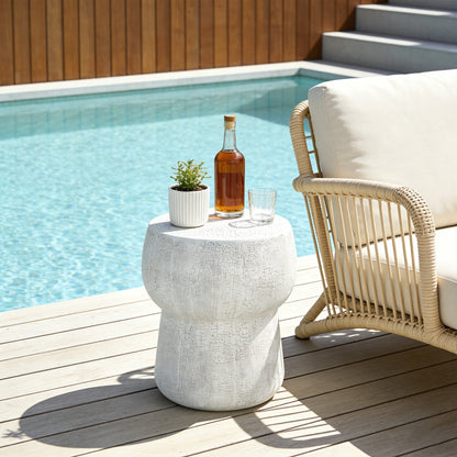 Modern Patio Accent Table with Cracked Finish