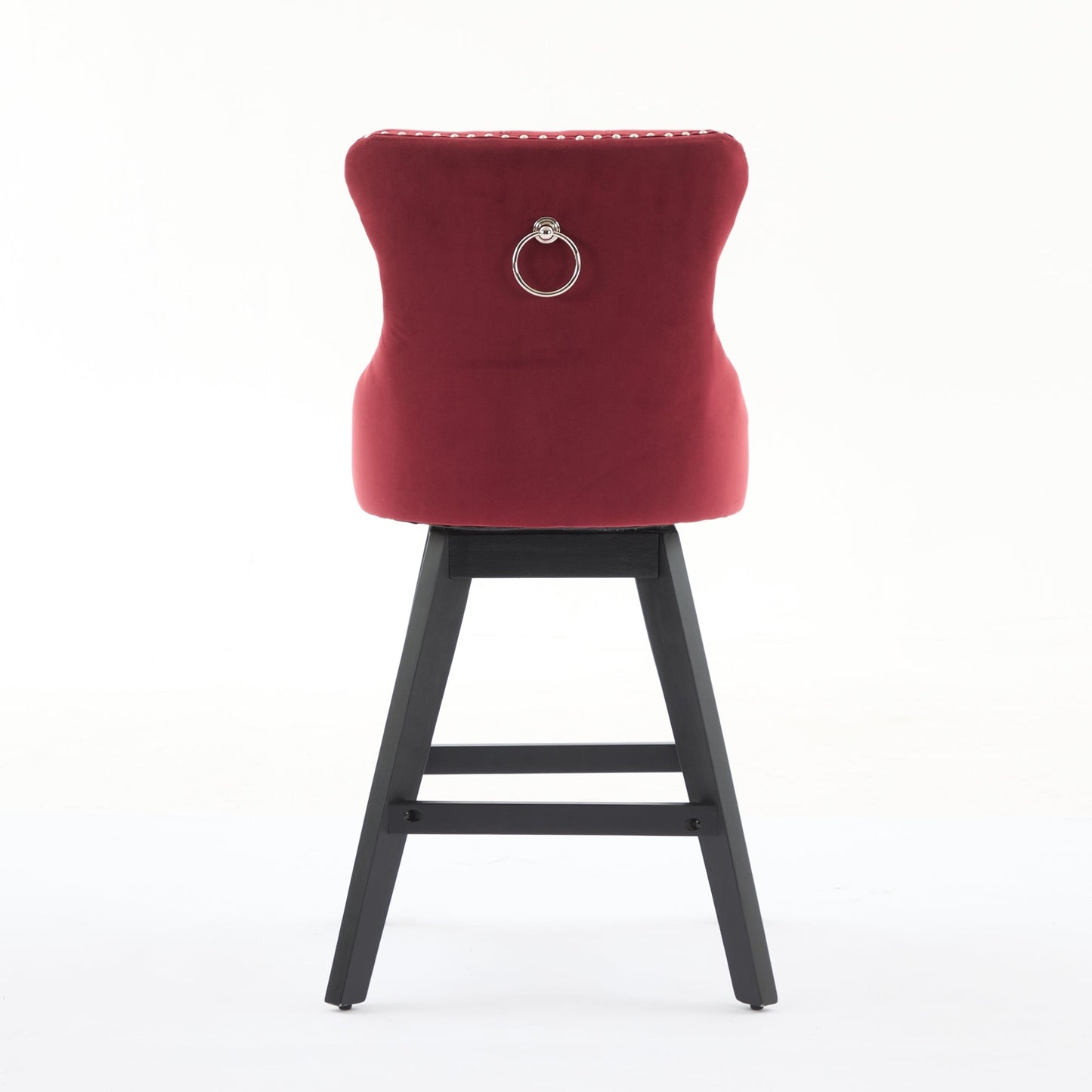 Swivel velvet barstools wine red with button tufting and ring back detail on Tampa Home & Garden Store