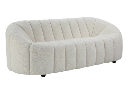 Osmash Teddy Sherpa Sofa in white plush sherpa fabric with curved armrests and vertical tufting on Tampa Home & Garden Store