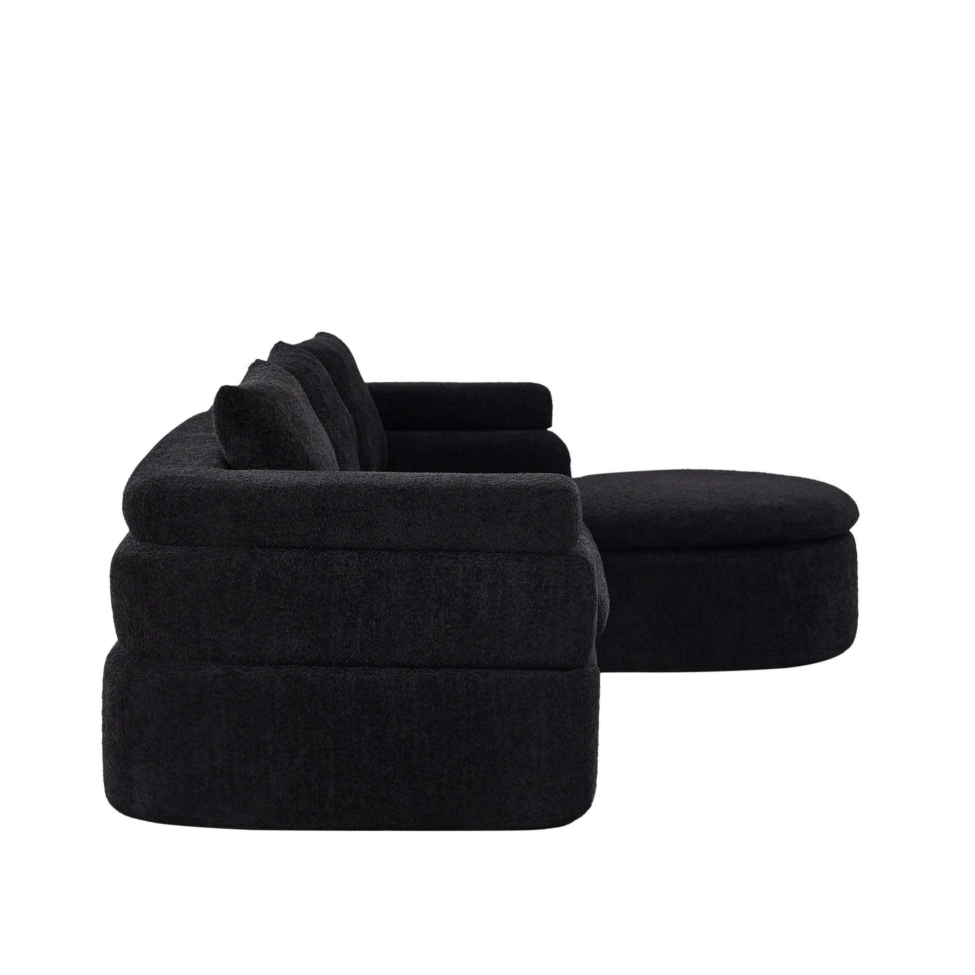106in L-Shape Sectional Sofas black fabric with plush cushions by HouseOfZazla on Tampa Home & Garden Store