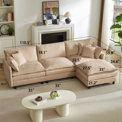 Premium Chenille L Shaped Sofa and Ottoman