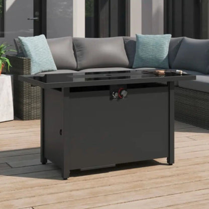 Outdoor Fire Pit Table With Lid in dark gray, glass top, by Unique Piece Furniture on Tampa Home & Garden Store