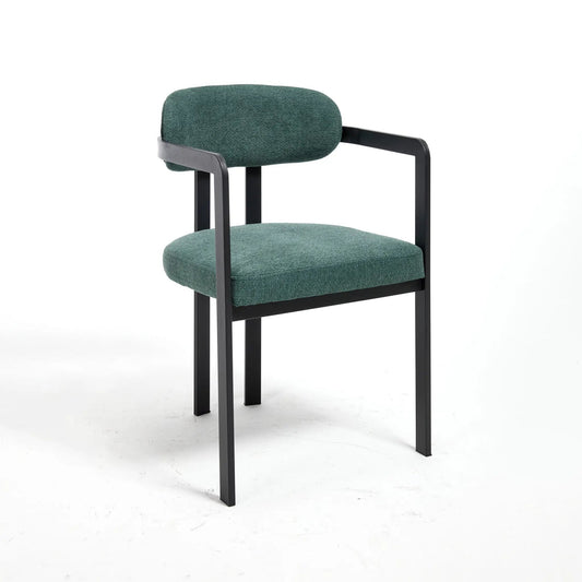Dining arm chairs set of 2 with green upholstery and black metal frame by Unique Piece Furniture on Tampa Home & Garden Store