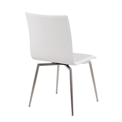 Contemporary upholstered chair set of 2 with swivel chrome base white upholstery on Tampa Home & Garden Store
