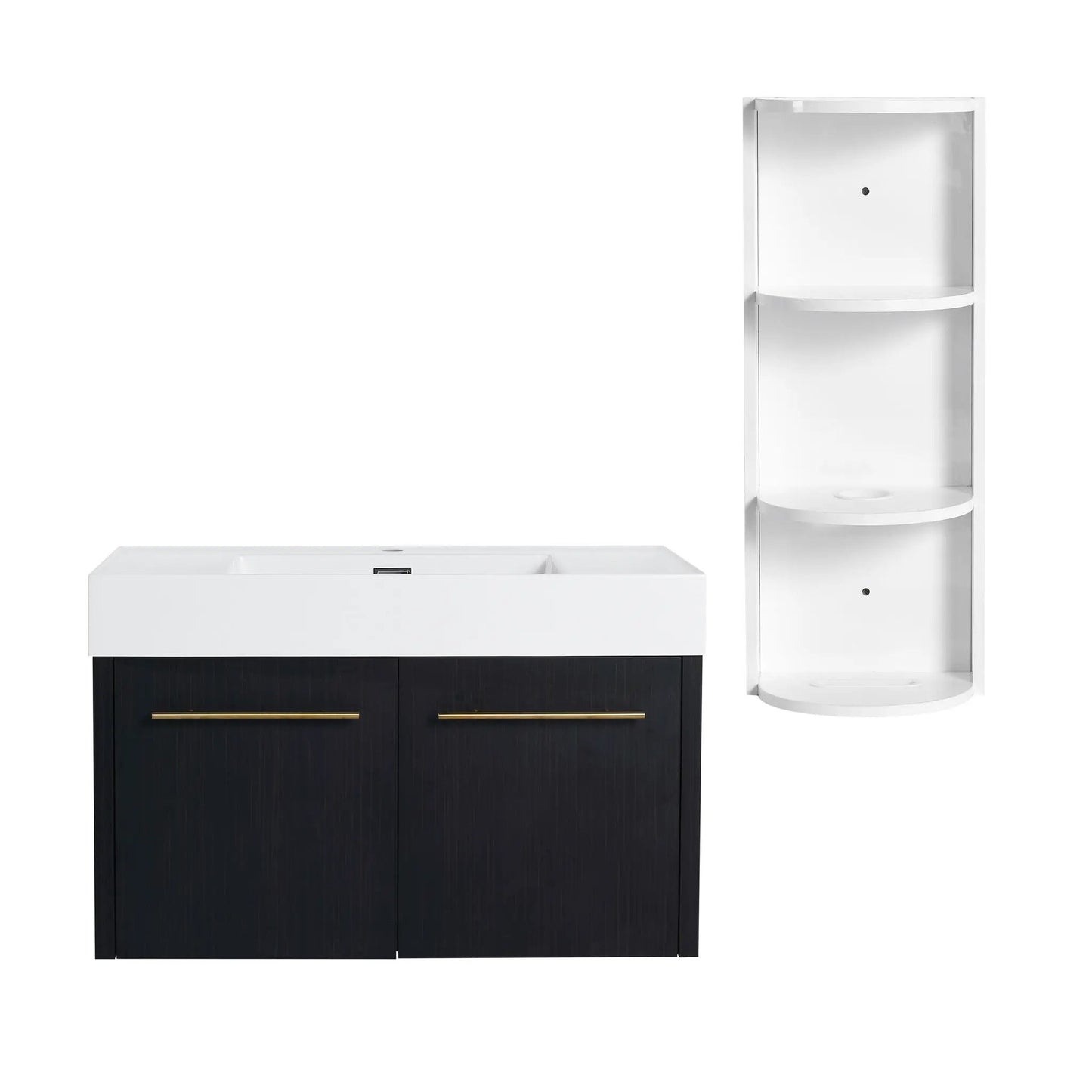 Modern Wall Mounted Vanity with Resin Sink Rack