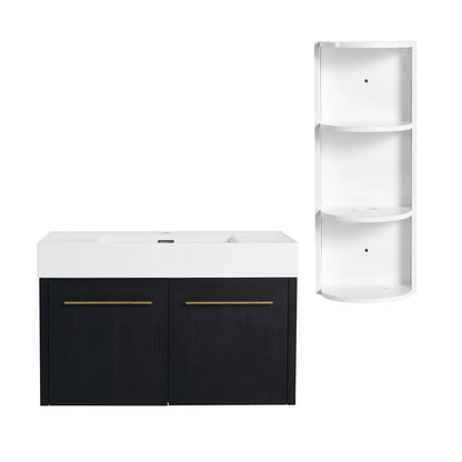 Modern Wall Mounted Vanity with Resin Sink Rack