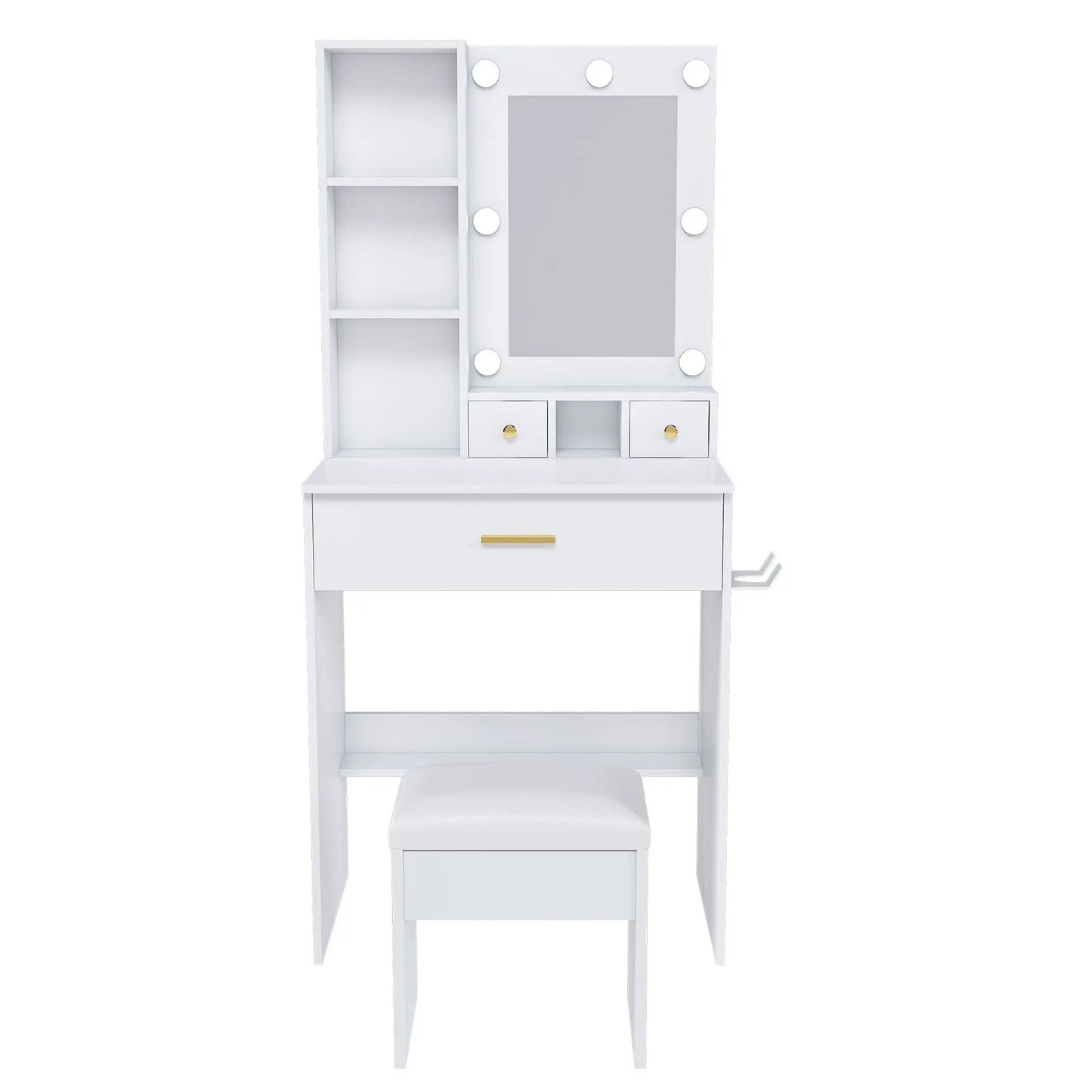 Vanity Table with Mirror and Hairdryer Holder
