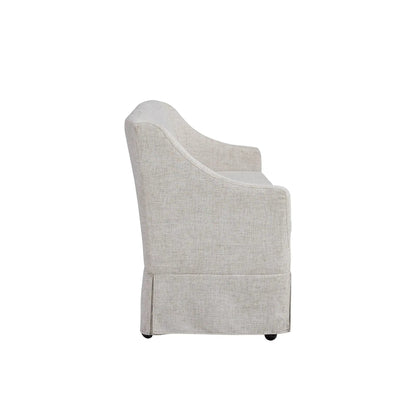 Slip Covered Settee with Casters in Beige