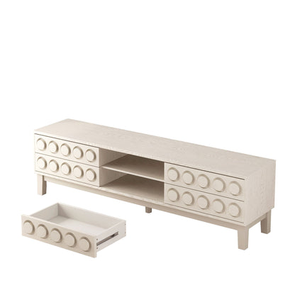 Media console by HouseOfZazla with 4 drawers, cable management, light wood finish on Tampa Home & Garden Store