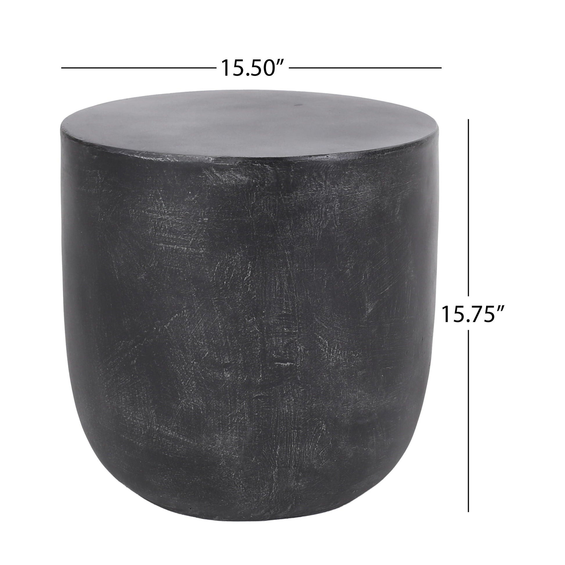 Outdoor Lightweight Concrete End Table Matte Black by HouseOfZazla, outdoor side table on Tampa Home & Garden Store