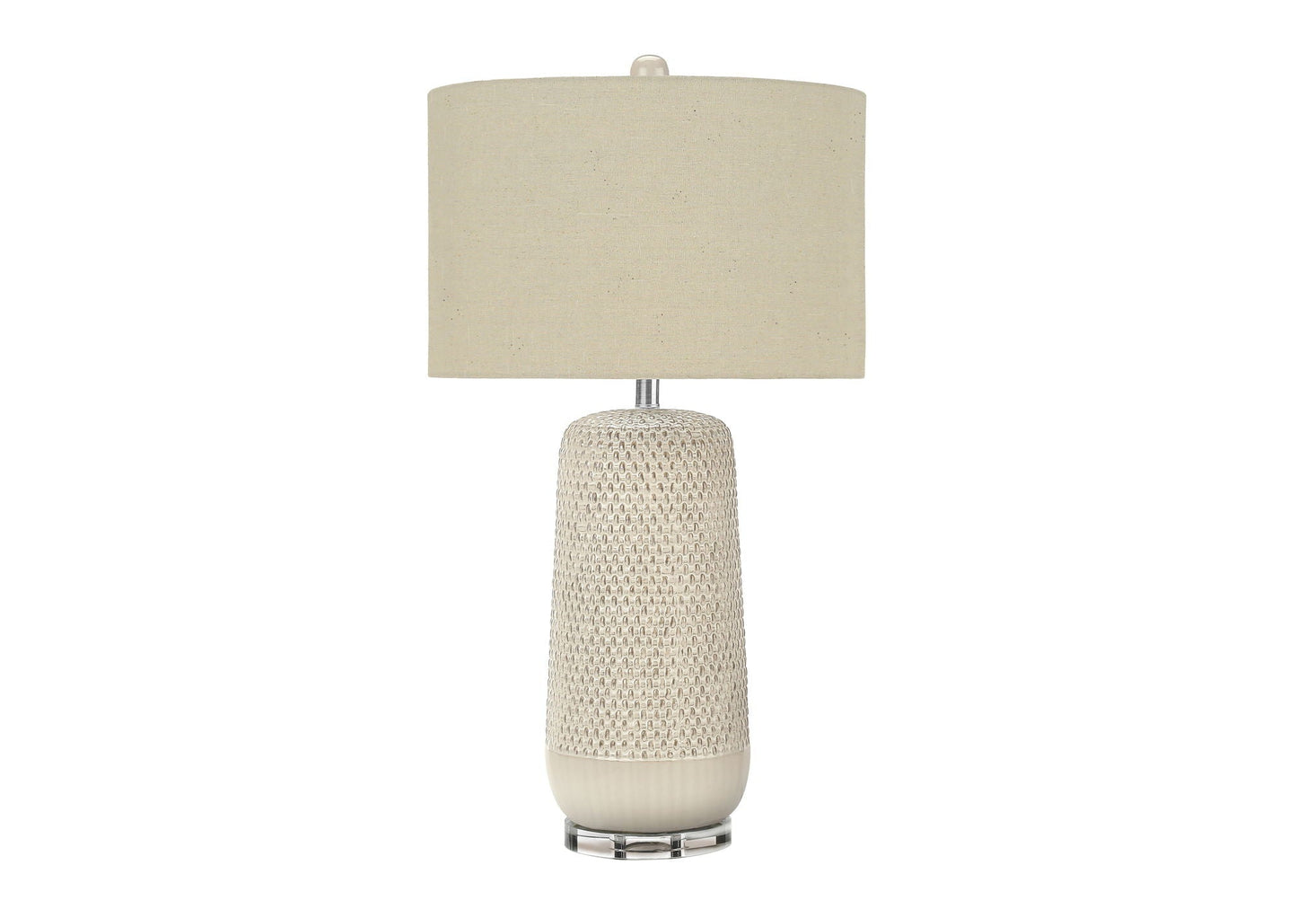 Table lamp cream ceramic textured base beige fabric shade HouseOfZazla on Tampa Home & Garden Store
