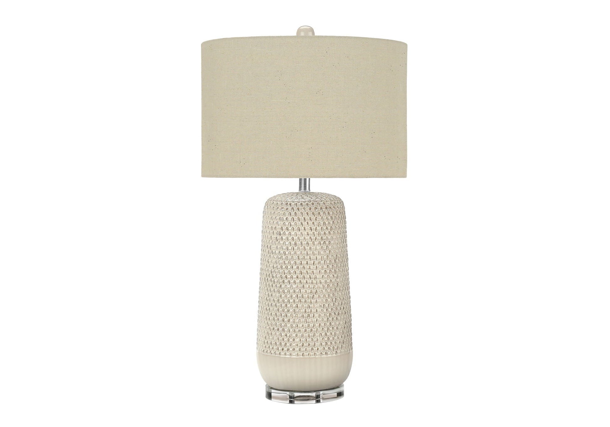 Table lamp cream ceramic textured base beige fabric shade HouseOfZazla on Tampa Home & Garden Store