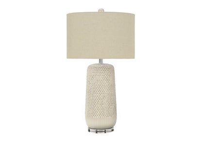 Table lamp cream ceramic textured base beige fabric shade HouseOfZazla on Tampa Home & Garden Store