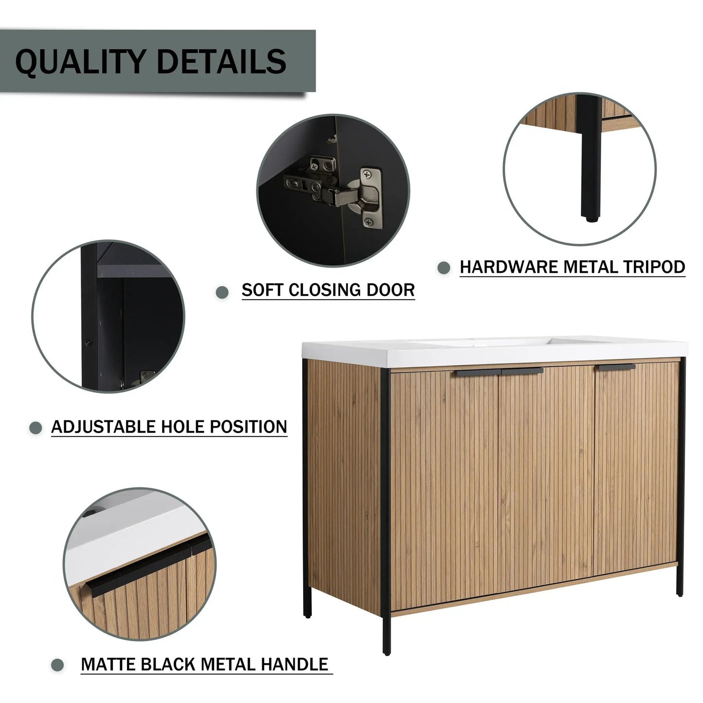 Modern Freestanding Vanity With Resin Sink