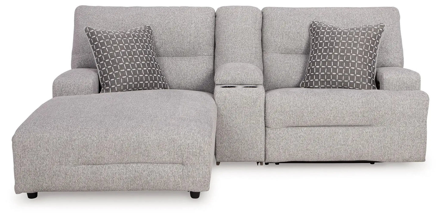 Acklen Place reclining sectional in gray fabric with center console and cupholders on Tampa Home & Garden Store