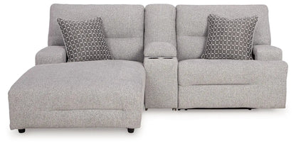 Acklen Place reclining sectional in gray fabric with center console and cupholders on Tampa Home & Garden Store