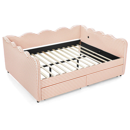 Queen Gingham Daybed with USB Port and Drawers