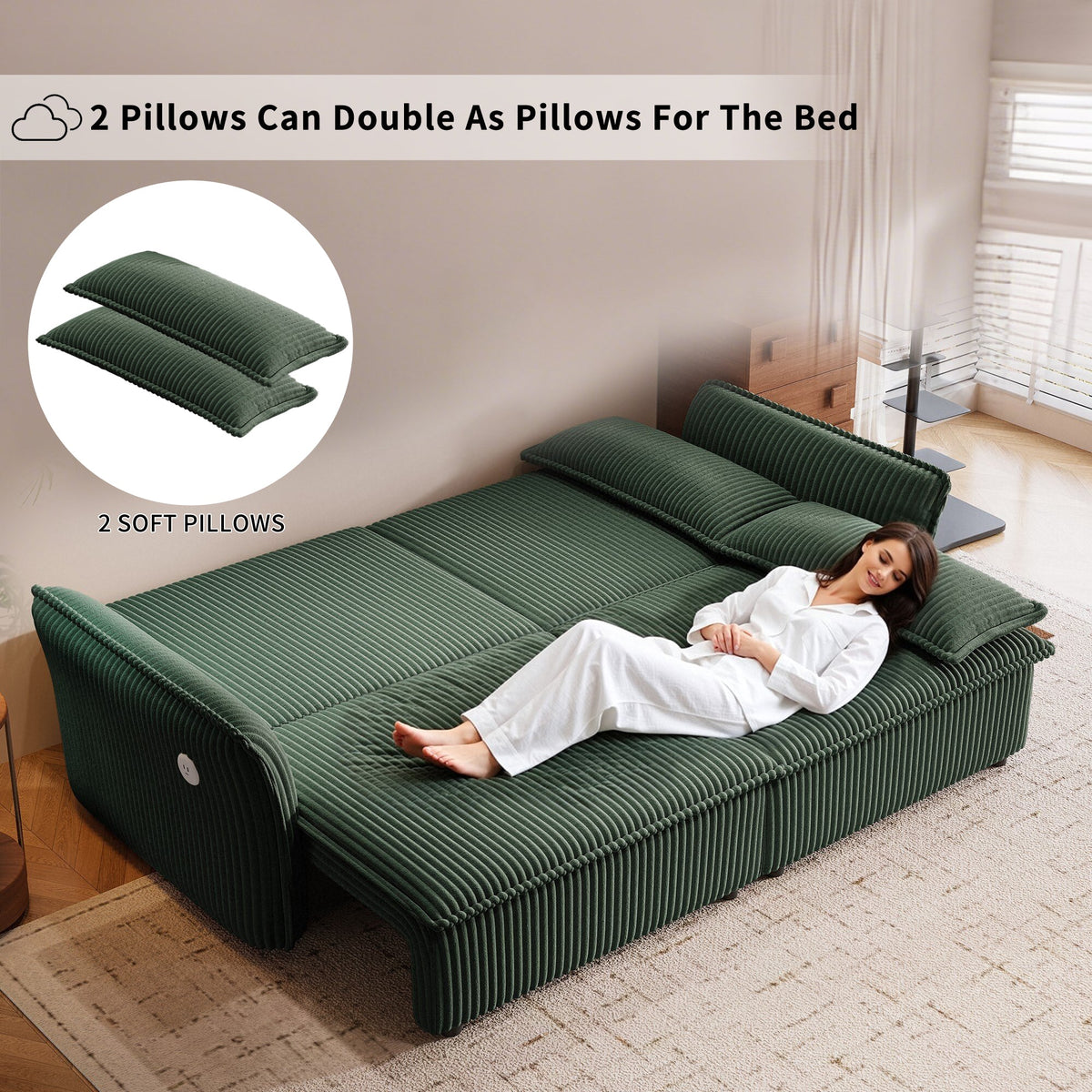 85 Inch Convertible Sofa Bed and a Plush Fleece