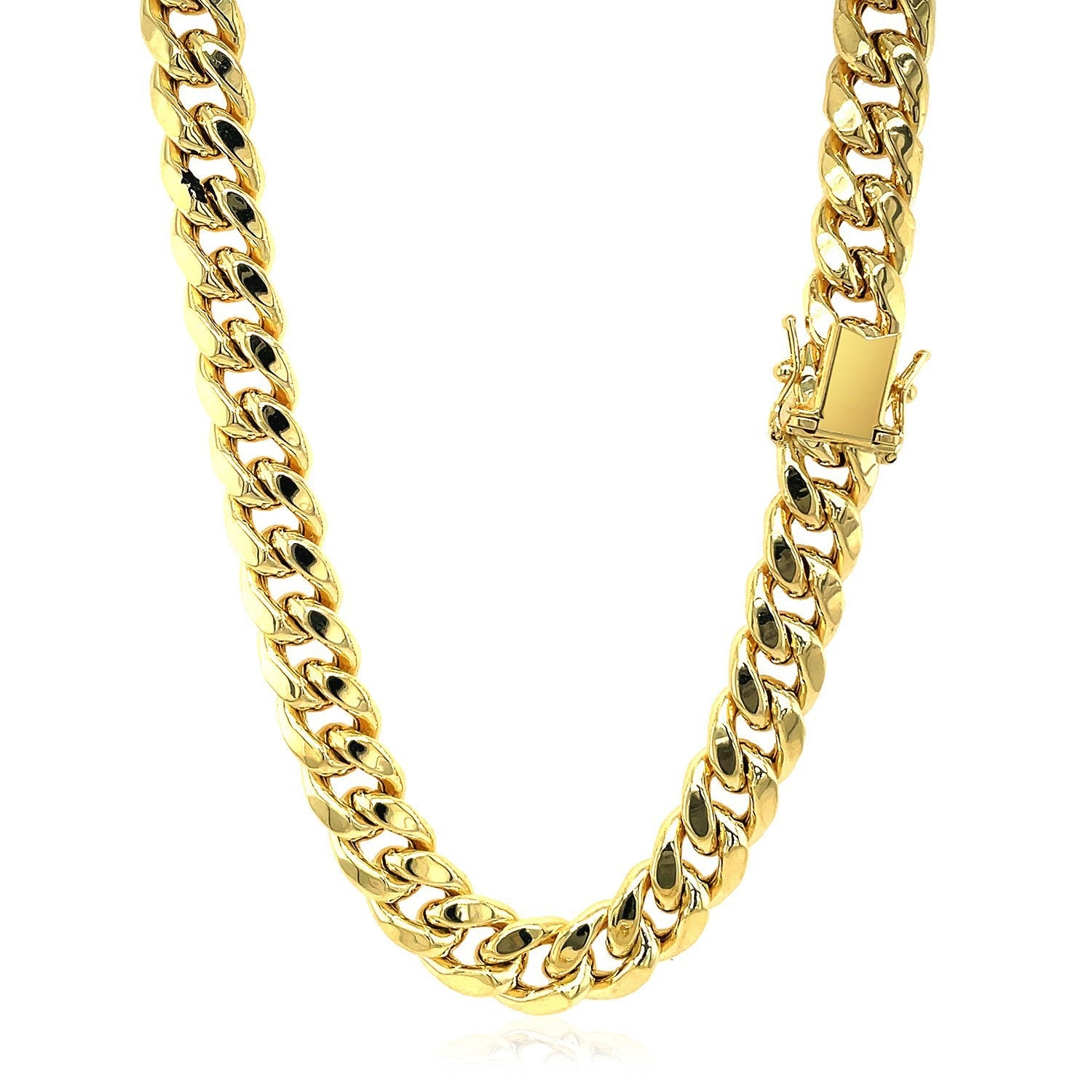 9.15mm 10k yellow gold semi solid Miami Cuban chain necklace with box clasp, brand Bids.com on Tampa Home & Garden Store
