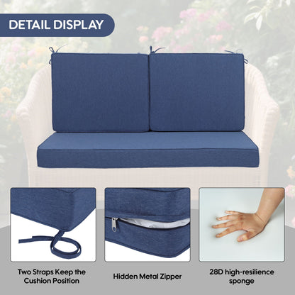 Deep-seat navy waterproof back & seat cushions by HouseOfZazla with high-resilience foam on Tampa Home & Garden Store