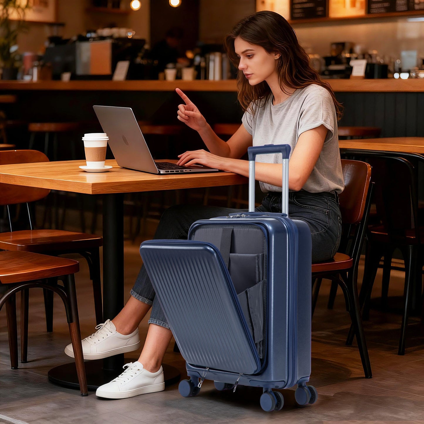2-piece blue ABS spinner luggage set with 14 and 20 inch cases on Tampa Home & Garden Store
