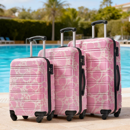 Hardshell luggage set 3-piece pink floral spinner suitcases HouseOfZazla with TSA locks on Tampa Home & Garden Store