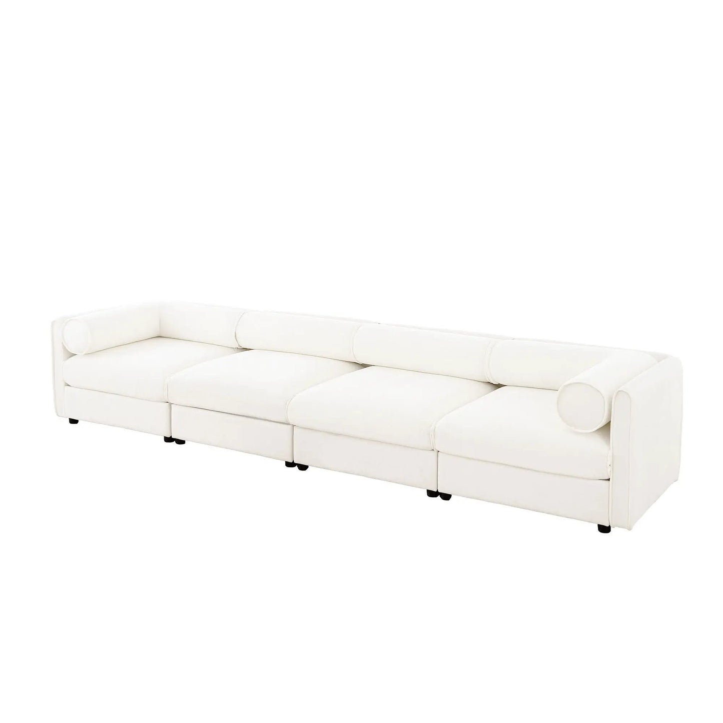 Stylish Storage Sofa With Cylindrical Backrest white leather Unique Piece Furniture on Tampa Home & Garden Store