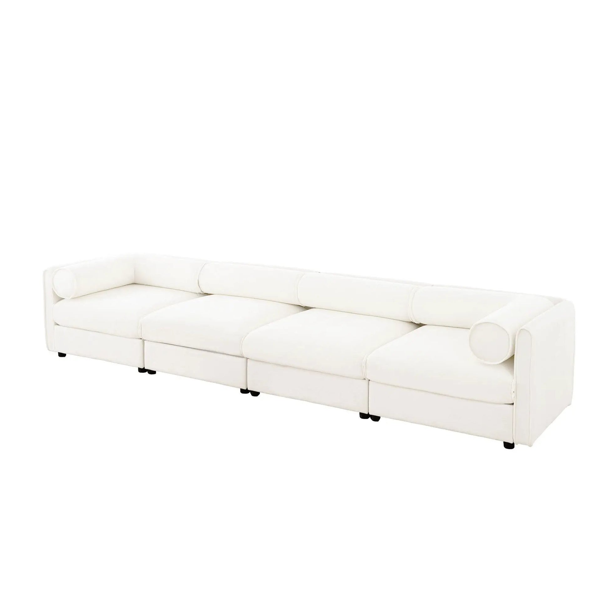 Stylish Storage Sofa With Cylindrical Backrest white leather Unique Piece Furniture on Tampa Home & Garden Store