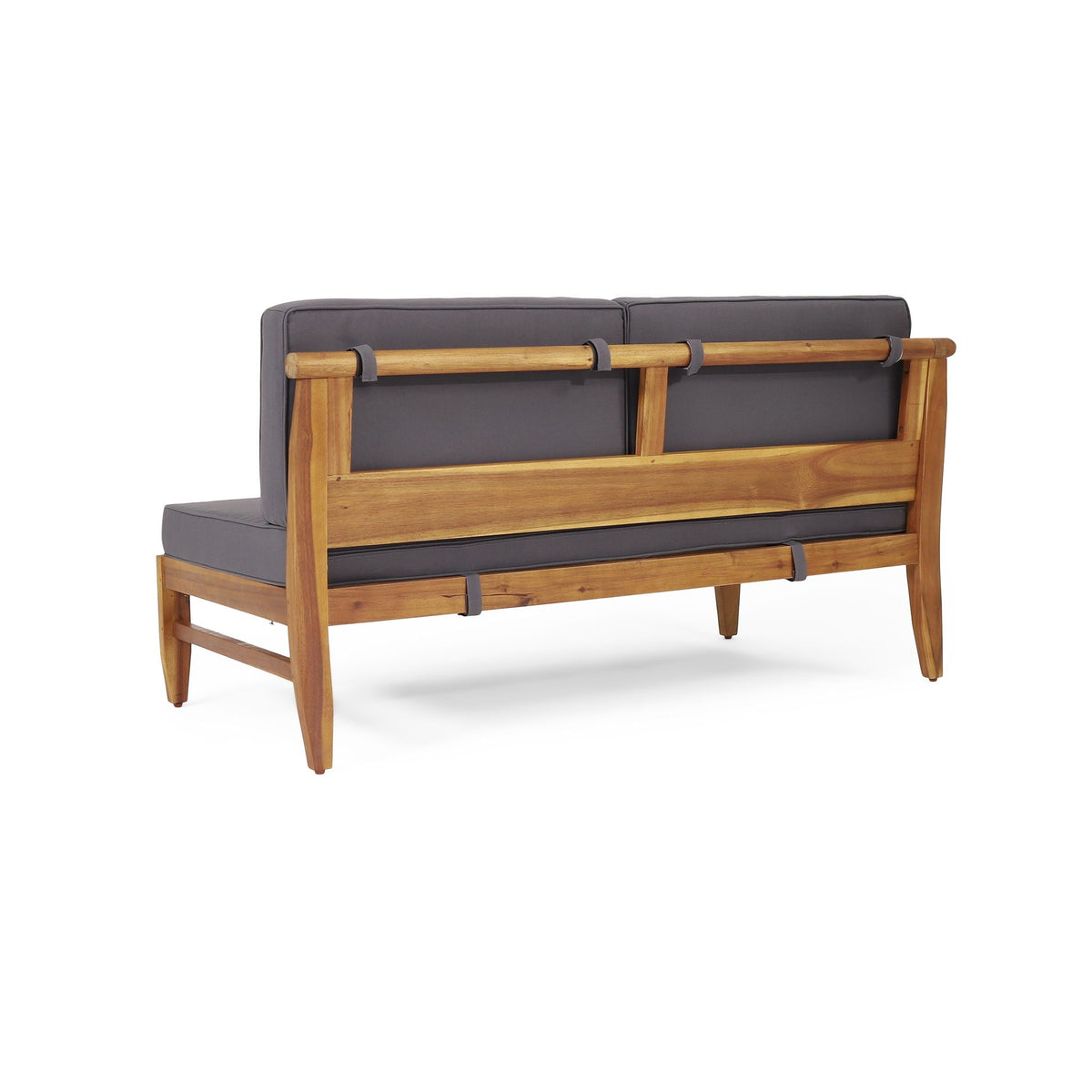 Aston 4-Piece Outdoor Sofa Set with dark gray cushions on a wooden frame HouseOfZazla on Tampa Home & Garden Store
