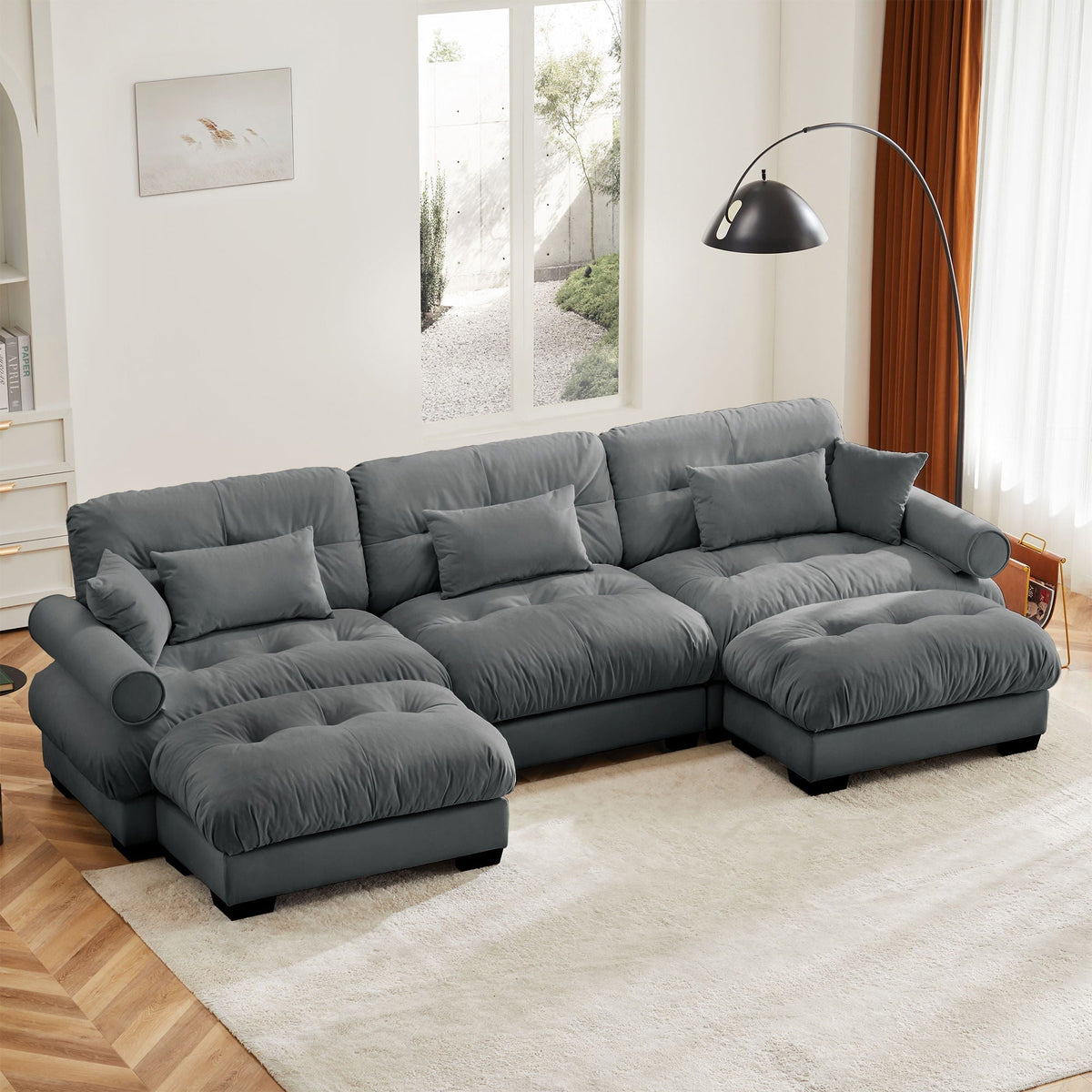 Super Comfort Modular Sectional Sofa With Movable Ottoman slate gray by HouseOfZazla on Tampa Home & Garden Store