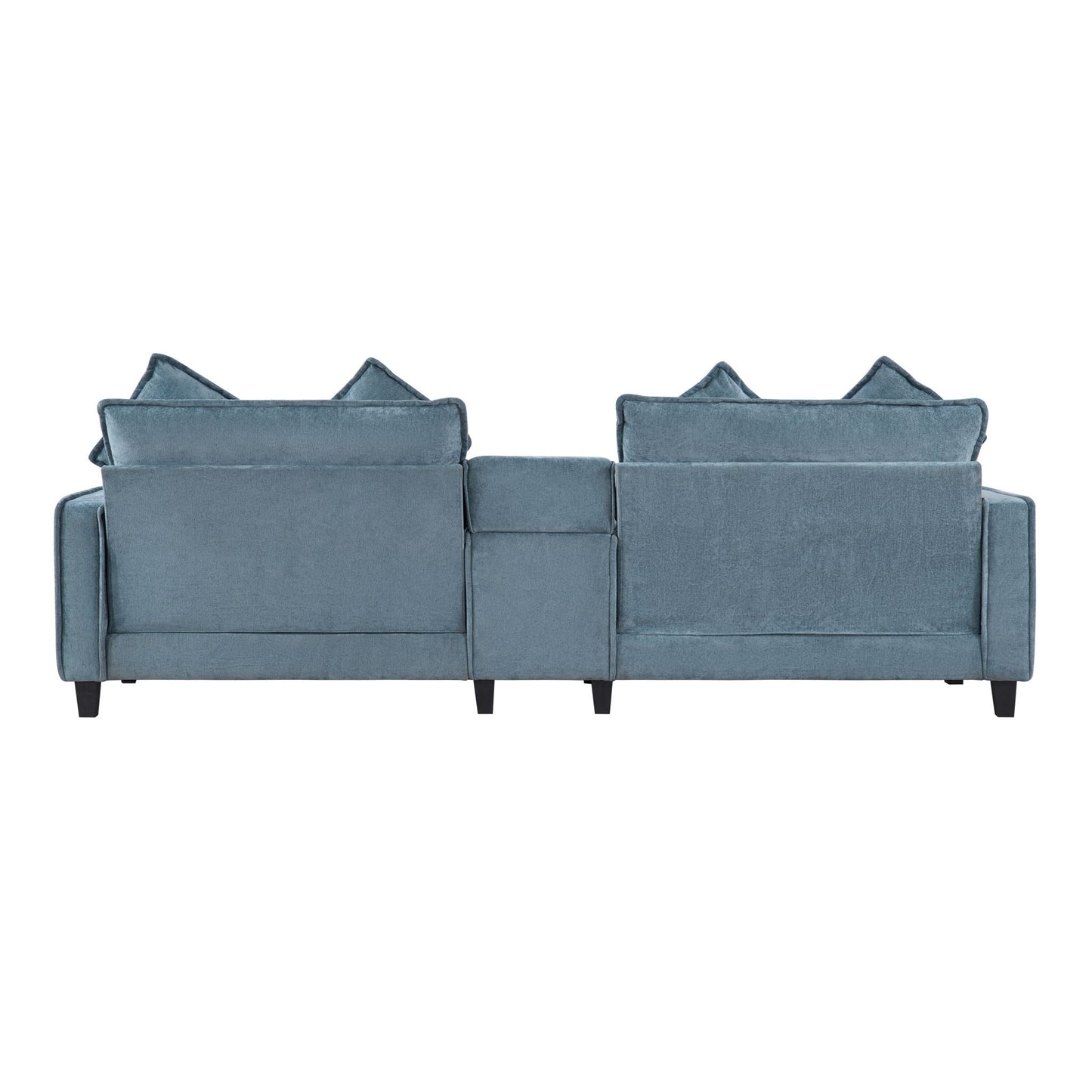 Modern sectional sofa with removable ottomans, blue fabric, USB ports, 3-piece set HouseOfZazla on Tampa Home & Garden Store