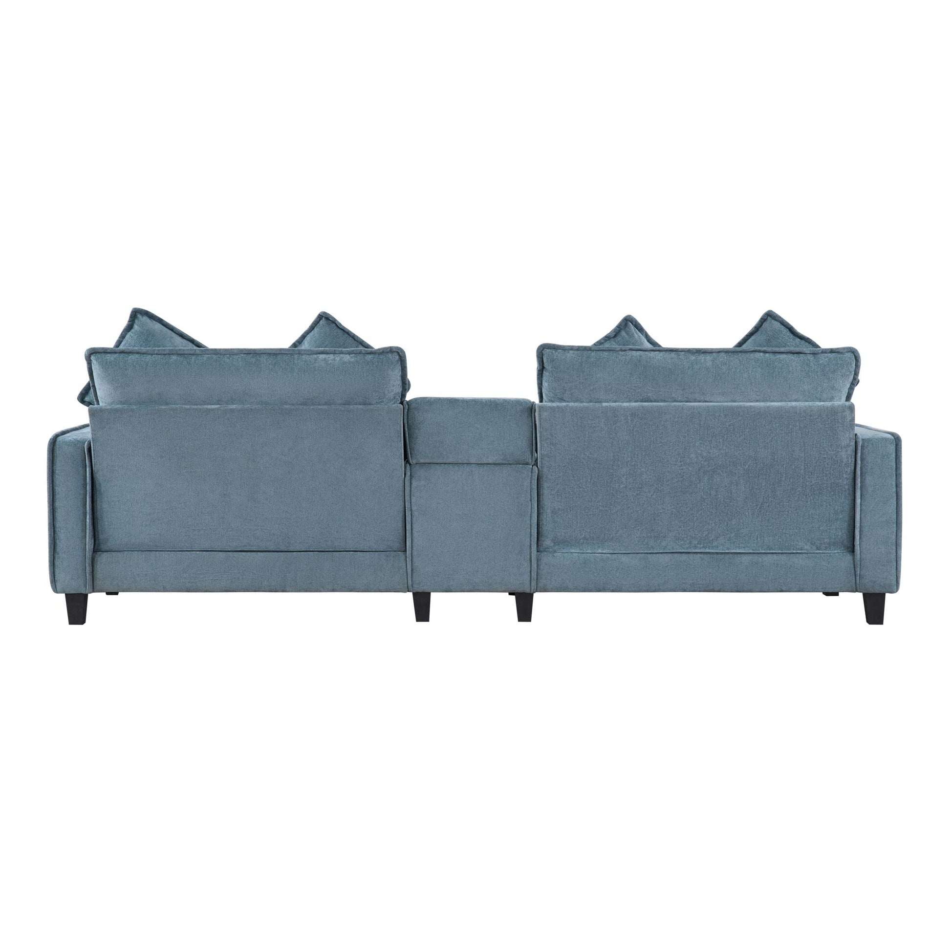 Modern sectional sofa with removable ottomans, blue fabric, USB ports, 3-piece set HouseOfZazla on Tampa Home & Garden Store