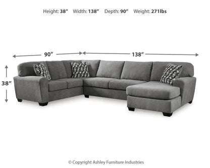 Birkdale Court Sectional in gray fabric, stationary L-shaped with chaise Unique Piece Furniture on Tampa Home & Garden Store