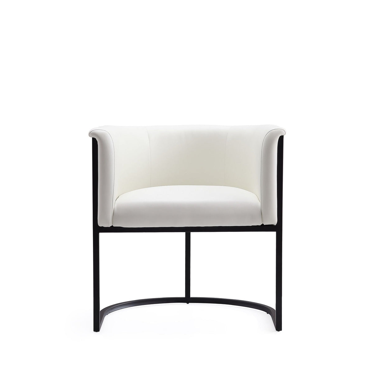 Cosmopolitan Dining Chair white upholstery with black geometric metal frame on Tampa Home & Garden Store