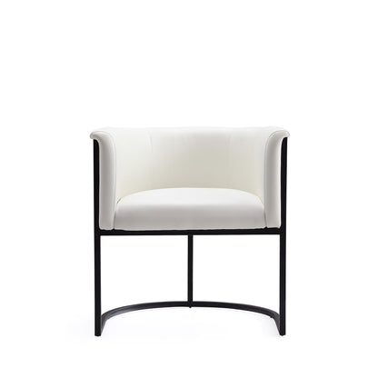 Cosmopolitan Dining Chair white upholstery with black geometric metal frame on Tampa Home & Garden Store