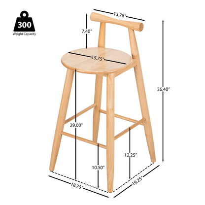 Natural Grove indoor barstool set of 2 in natural wood with round seats and backrest on Tampa Home & Garden Store