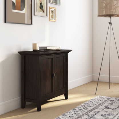 Redmond low storage cabinet brunette brown in dark wood finish, accent cabinet on Tampa Home & Garden Store