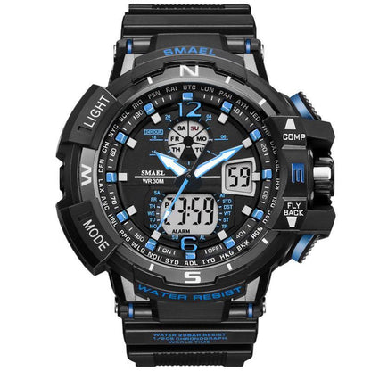 Stevvex sports watch with black case, blue LED display rugged military design on Tampa Home & Garden Store