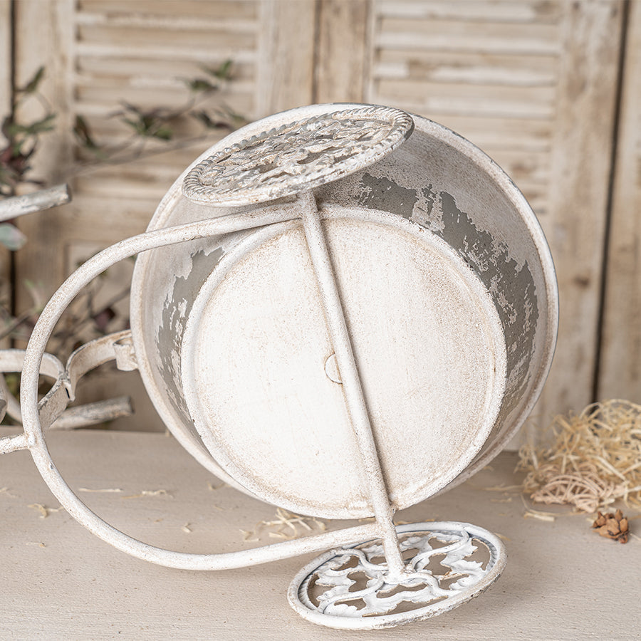 Rustic Bicycle Metal Wire Wall Planter Basket in distressed white by HouseOfZazla on Tampa Home & Garden Store