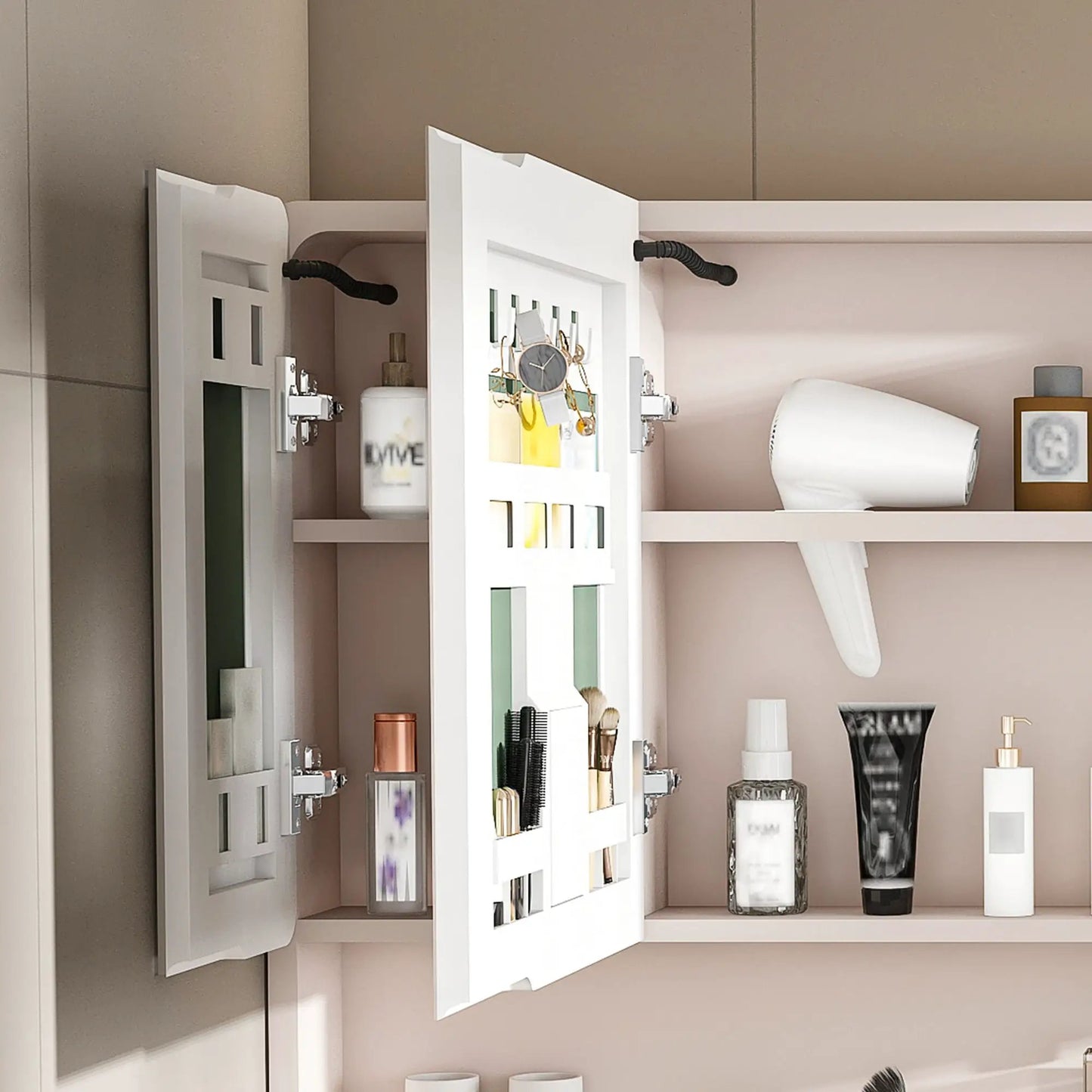 Aluminium Medicine Cabinet Mirror with 3-color LED lighting and defogging, white finish on Tampa Home & Garden Store
