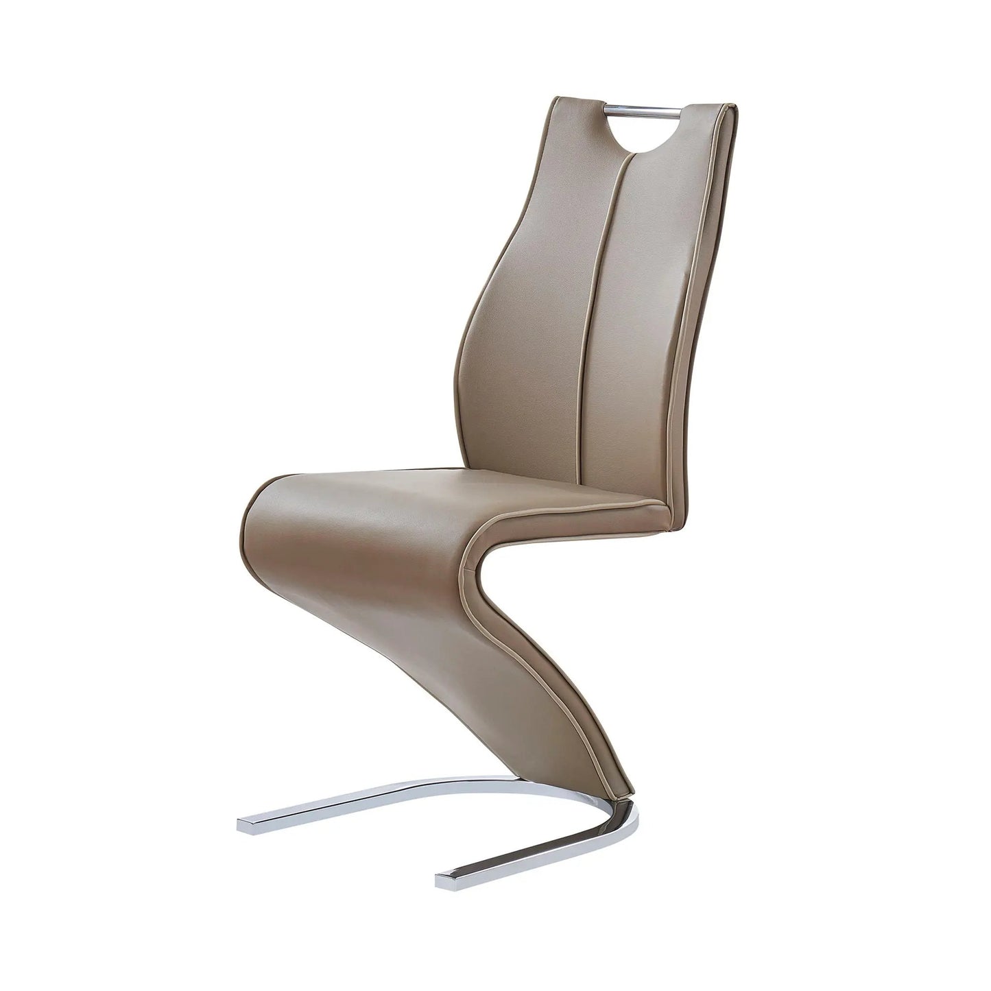 Tony dining chairs set of 2 in brown beige leather upholstery with chrome cantilever bases on Tampa Home & Garden Store