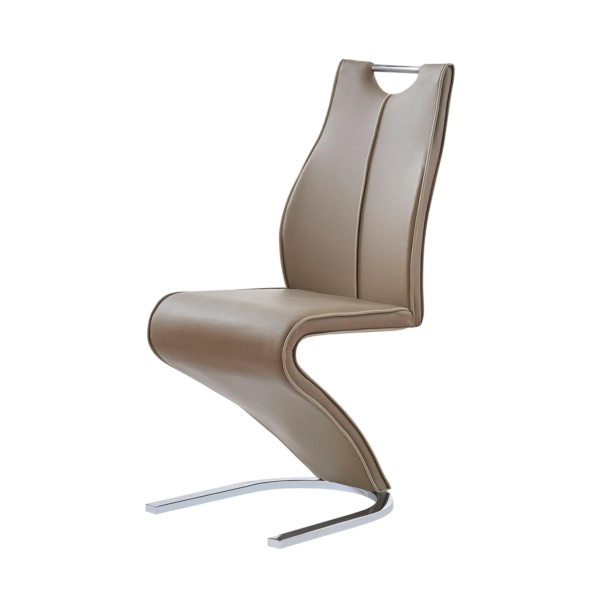 Tony dining chairs set of 2 in brown beige leather upholstery with chrome cantilever bases on Tampa Home & Garden Store