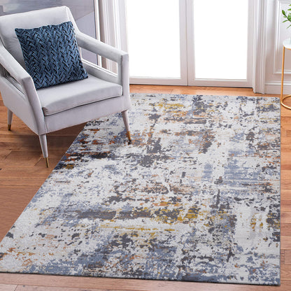 PAYAS Collection 6.7x9 Rug with stain resistance in blue-gray multicolor abstract pattern on Tampa Home & Garden Store
