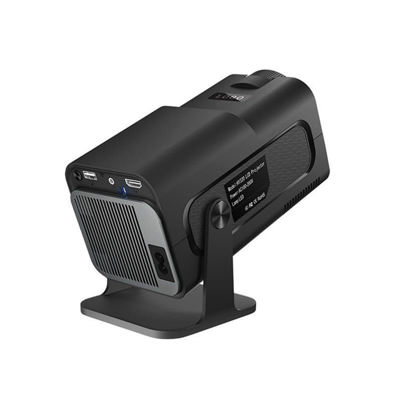 New Bluetooth Portable Mini Projector, black compact unit with HDMI USB-C ports on a stand on Tampa Home & Garden Store